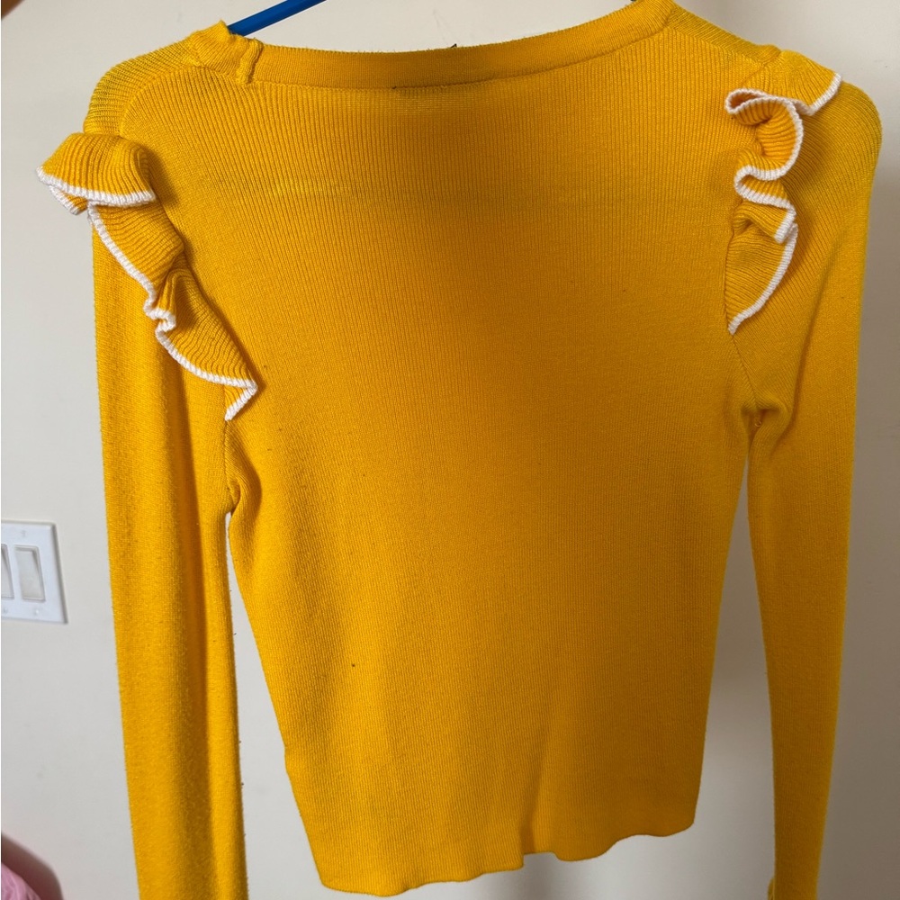 Yellow Ruffled Long Sleeve Top - Picture 2 of 2